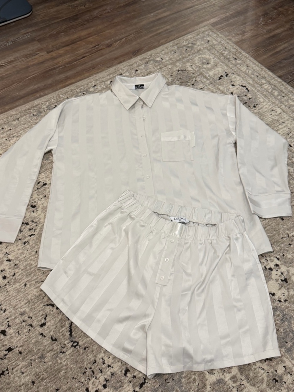 Lounge Underwear White Satin Pajama set